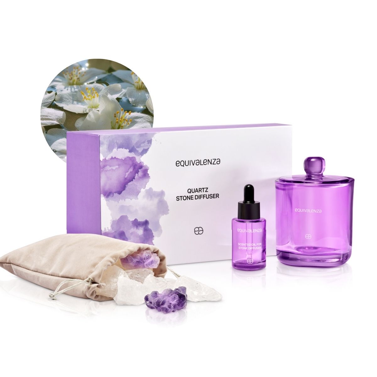 Quartz Stone Diffuser White Flowers